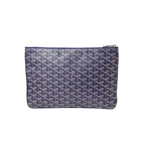 Goyard Chevroche blue clutch calfskin bag Senna ine canvas